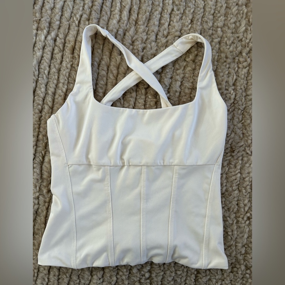 STAUD White Criss Cross Corset Style Tank Size Small